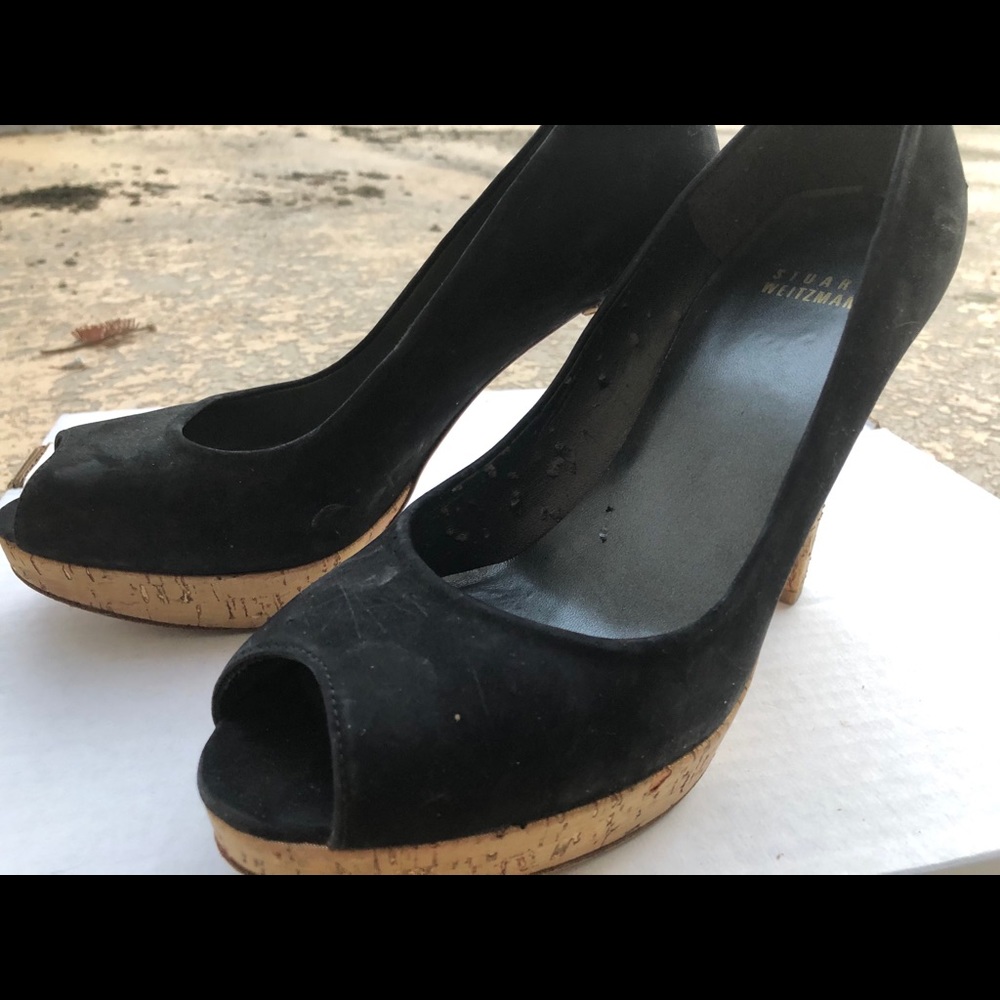 Stewart weitzman platform heels open toe